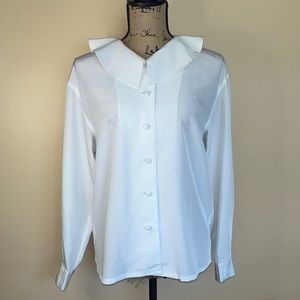 Vintage White Button Down Long Sleeve Blouse